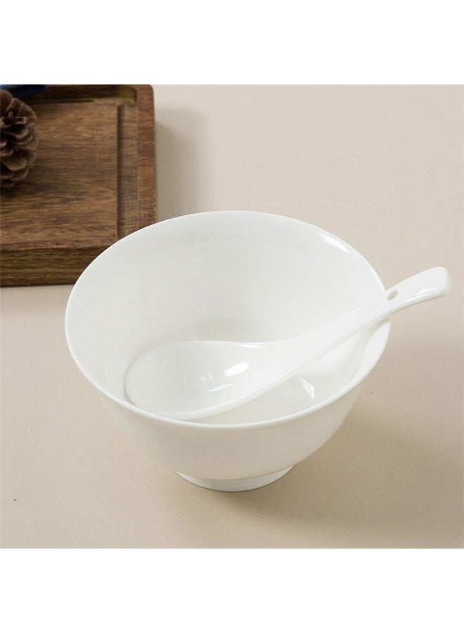 Sky Top Rice Bowl, Ceramic Bone China, Heat-resistant High Foot Bowl, Pure White, For Home And Hotel Use, Tableware Set, 4.5 Inches, 4 Pieces - Image 2