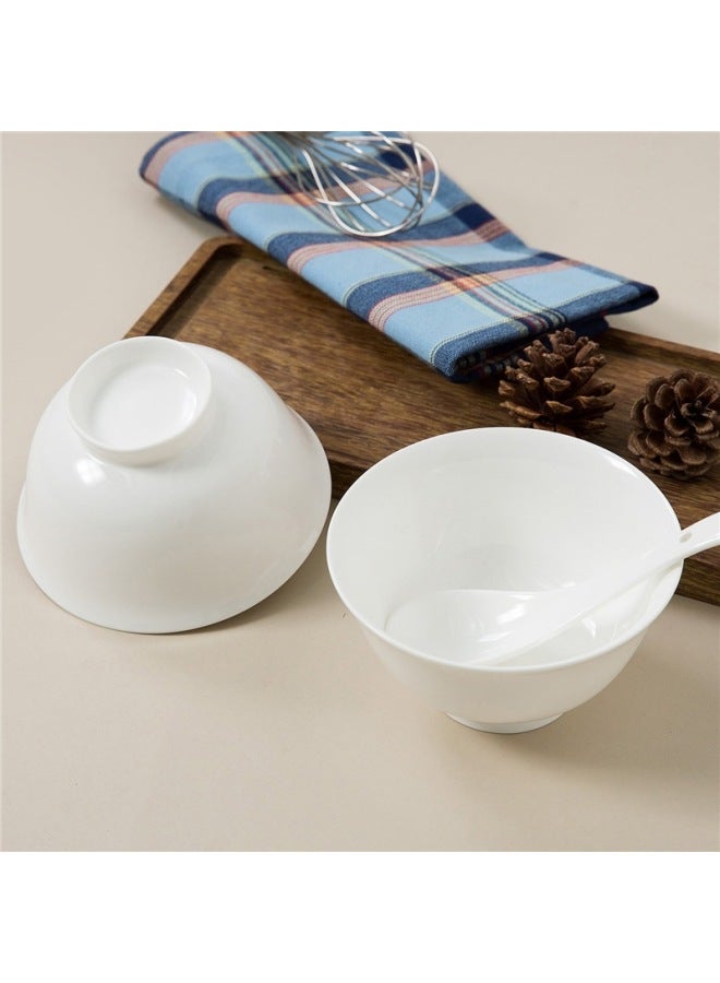 Sky Top Rice Bowl, Ceramic Bone China, Heat-resistant High Foot Bowl, Pure White, For Home And Hotel Use, Tableware Set, 4.5 Inches, 4 Pieces - Image 4
