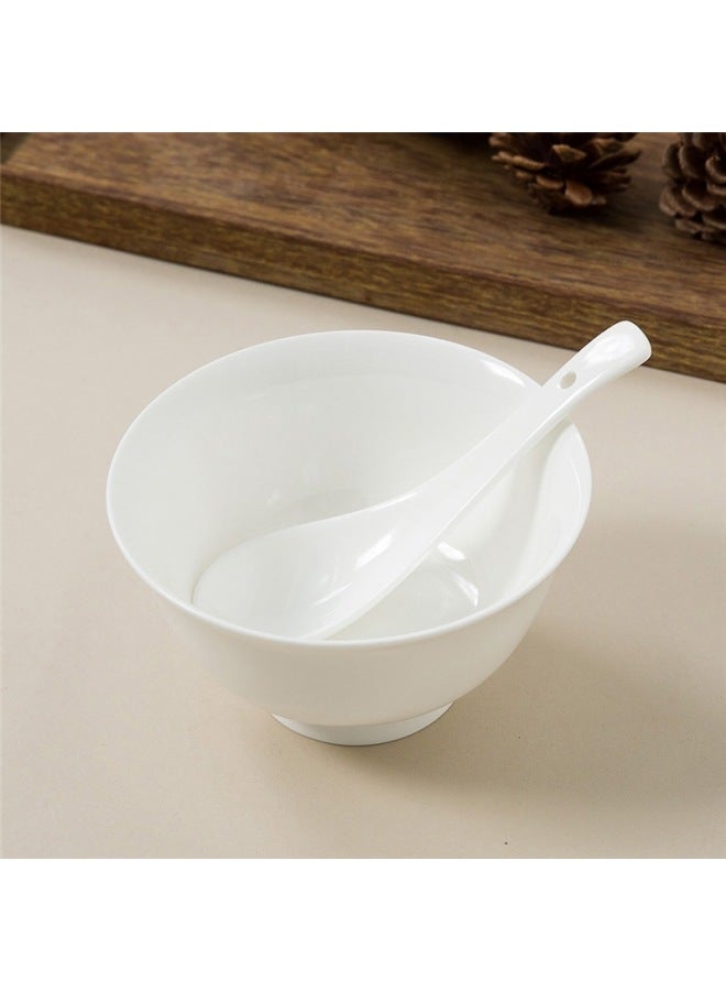 Sky Top Rice Bowl, Ceramic Bone China, Heat-resistant High Foot Bowl, Pure White, For Home And Hotel Use, Tableware Set, 4.5 Inches, 4 Pieces - Image 3