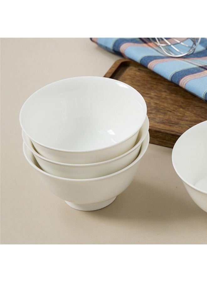 Sky Top Rice Bowl, Ceramic Bone China, Heat-resistant High Foot Bowl, Pure White, For Home And Hotel Use, Tableware Set, 4.5 Inches, 4 Pieces - Image 5