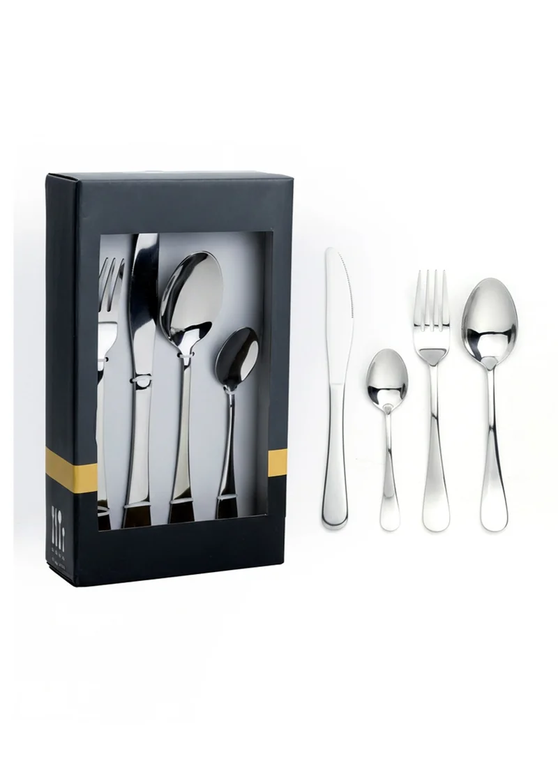 Cuisine Art Evren 24-Piece Cutlery Set - Sleek Silver Stainless Steel Flatware