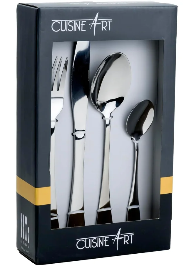 كويزين أرت Evren 27-Piece Cutlery Set - Sleek Silver Stainless Steel Flatware
