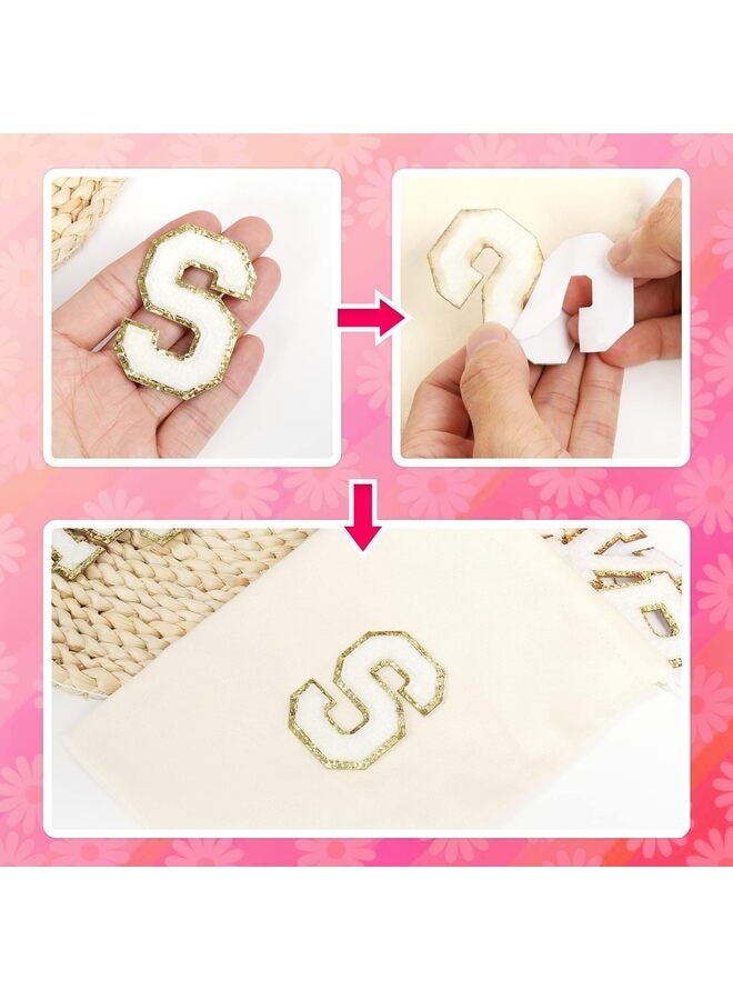 Bukela 26 Pcs Self Adhesive Letter Patches Chenille Letters Stickers, A-Z Embroidered Applique Patches Alphabet Cloth Patch for Clothes, Bags, Hat, Phone Case, DIY Accessories (White) - Image 4