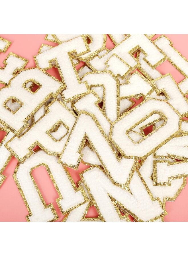 Bukela 26 Pcs Self Adhesive Letter Patches Chenille Letters Stickers, A-Z Embroidered Applique Patches Alphabet Cloth Patch for Clothes, Bags, Hat, Phone Case, DIY Accessories (White) - Image 2