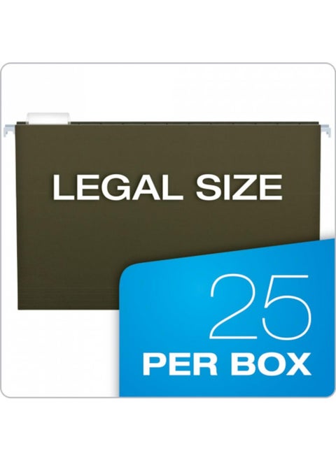 Pendaflex Extra Capacity Reinforced Hanging File Folders, 2", Legal Size, Standard Green, 1/5 Cut, 25/BX (4153x2)
