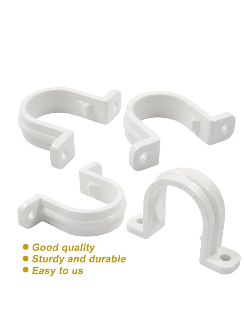 PVC White U Clamps Fastener Hanger Pipe Clamps Clip with Screw and plug, for Conduit Pipe Fixing Bracket and Support Water Pipe and Gas Pipe – 10 Pcs (1.1/4 Inch)