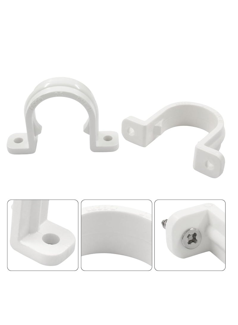 PVC White U Clamps Fastener Hanger Pipe Clamps Clip with Screw and plug, for Conduit Pipe Fixing Bracket and Support Water Pipe and Gas Pipe – 10 Pcs (1.1/4 Inch)