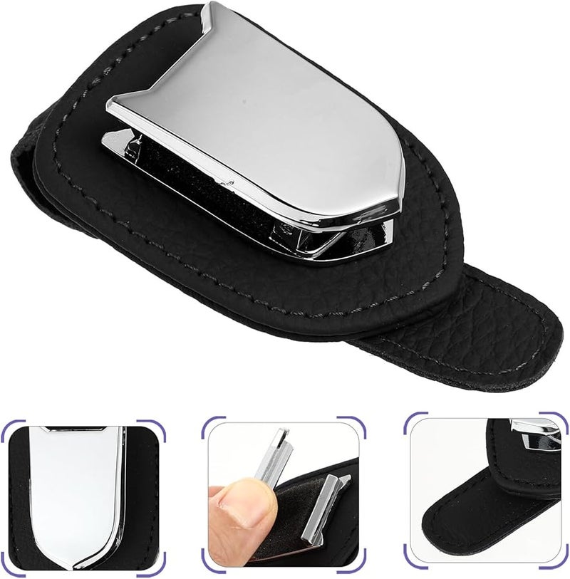 Car Visor Sunglasses Holder Clip Black Compact Design Secure Glasses Organizer Mount Easy Access - Image 4