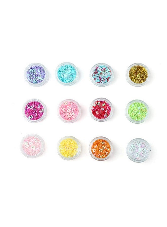 يس ليدي ملصقات أظافر YESLADY لعيد الحب، ملصقات أظافر لامعة بنقشة قلب مجوف ثلاثية الأبعاد، 12 لونًا - Image 4