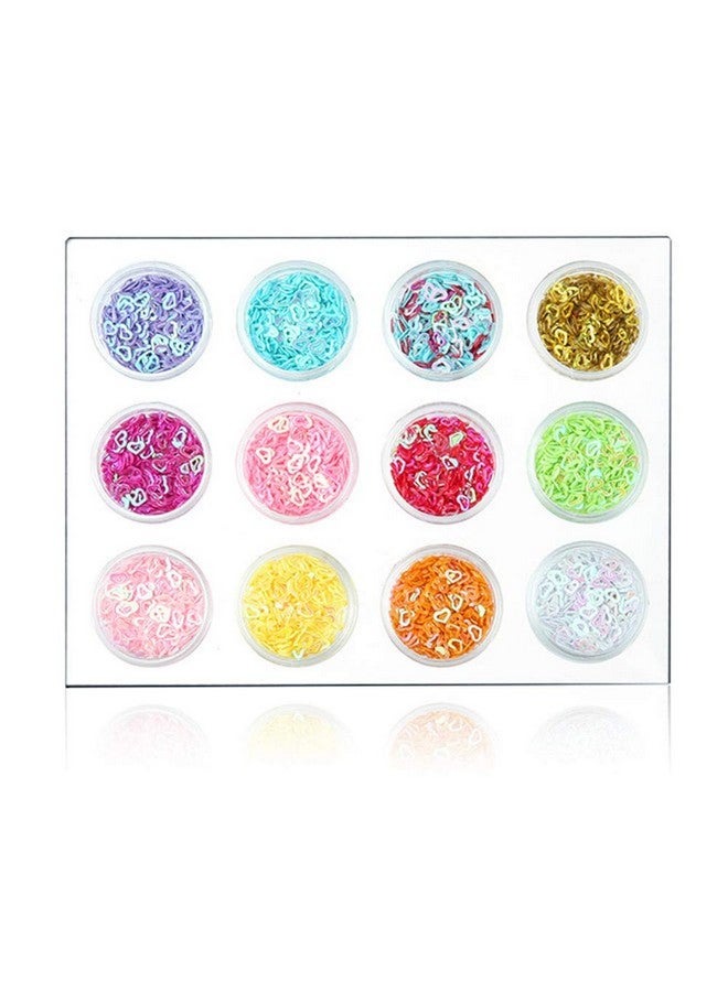 يس ليدي ملصقات أظافر YESLADY لعيد الحب، ملصقات أظافر لامعة بنقشة قلب مجوف ثلاثية الأبعاد، 12 لونًا - Image 3