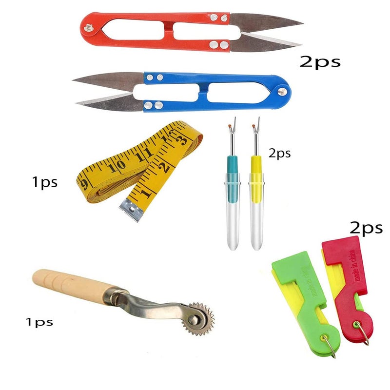 faas faas Plastic Multipurpose Tailoring Sewing Kit Accessory Combo8 Product 2 PS Plastic Seam Ripper Stitch Unpicker Sewing 2 PS Thread Cutter 1 PS Measuring Tape1 psTracing Wheel 2 pSNeedle Threader  - Image 2