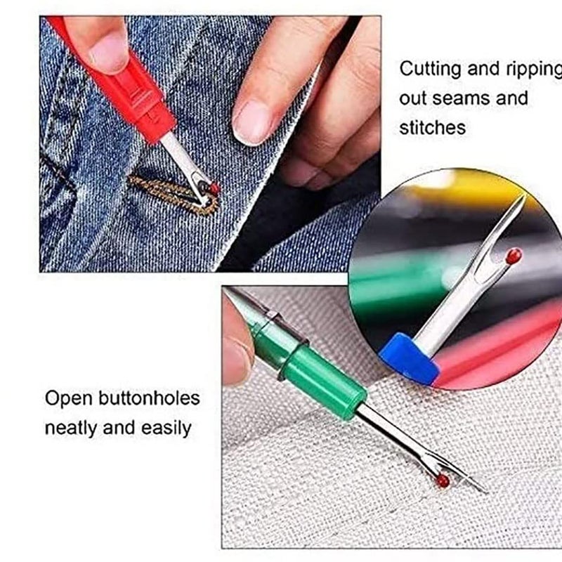faas faas Plastic Multipurpose Tailoring Sewing Kit Accessory Combo8 Product 2 PS Plastic Seam Ripper Stitch Unpicker Sewing 2 PS Thread Cutter 1 PS Measuring Tape1 psTracing Wheel 2 pSNeedle Threader  - Image 4