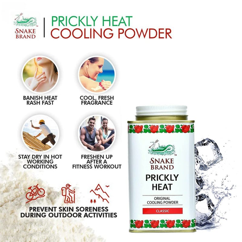 Snake Brand prickly heat cooling powder Pack of 2 140gm Each Classic  Refreshing - Image 3