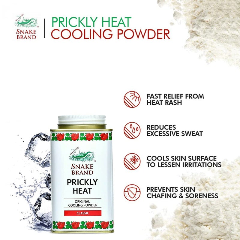 Snake Brand prickly heat cooling powder Pack of 2 140gm Each Classic  Refreshing - Image 4