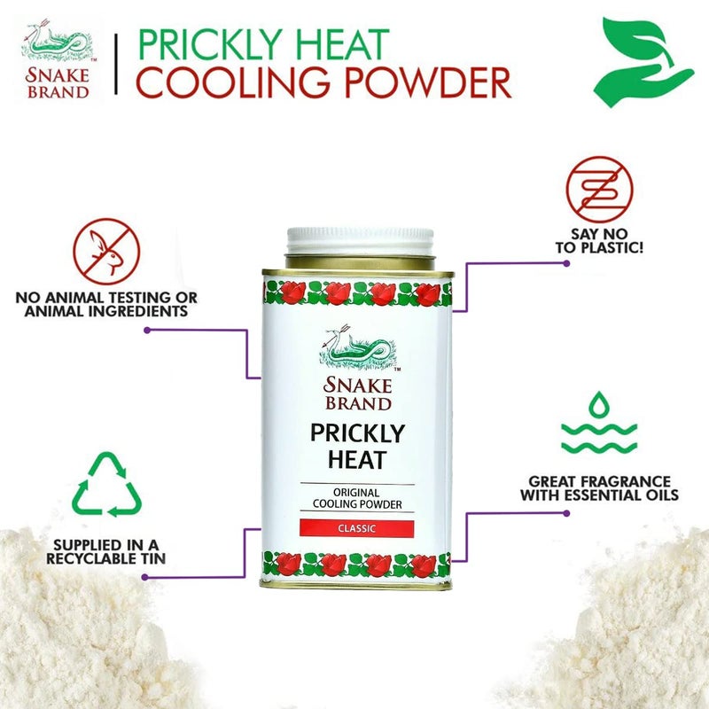 Snake Brand prickly heat cooling powder Pack of 2 140gm Each Classic  Refreshing - Image 2