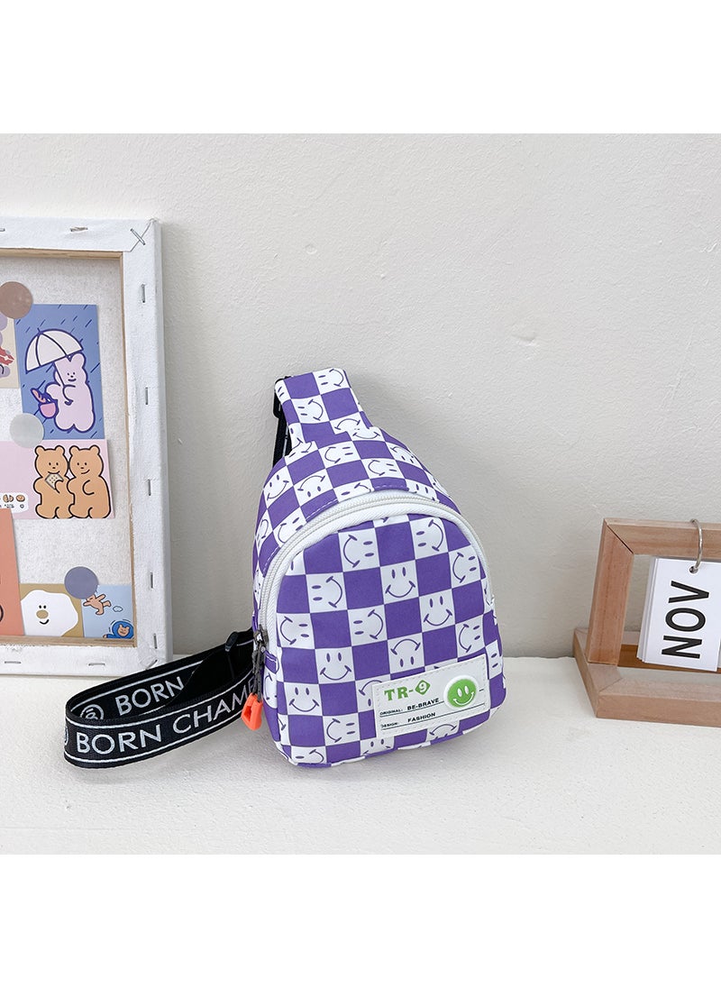 Generic Kids Fashion Chess Print Shoulder Bag Purple 