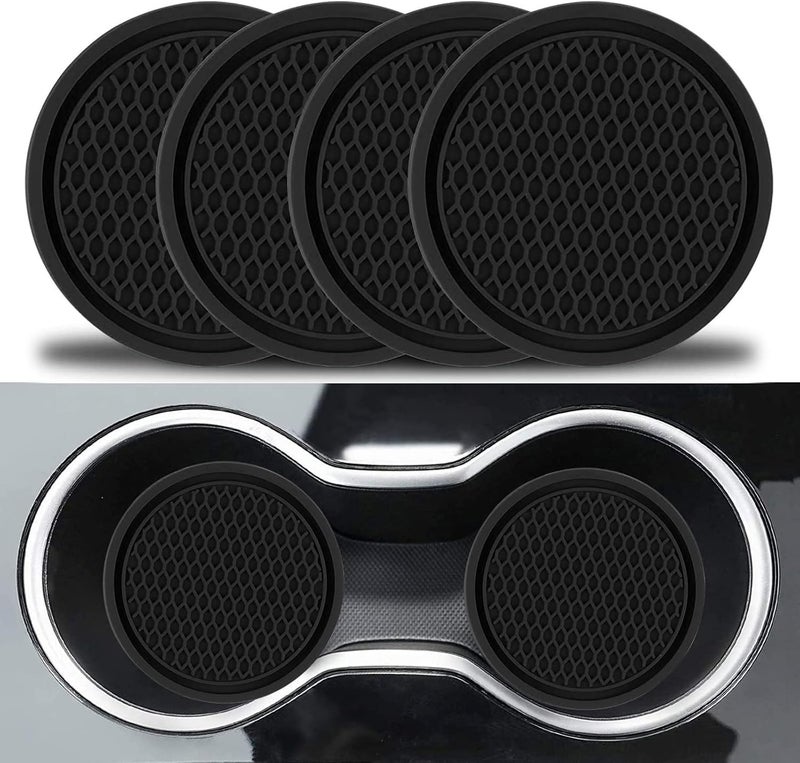 أجاكسن 4 قطع حامل أكواب السيارة، حامل أكواب عالمي مضاد للانزلاق، إكسسوارات داخلية للسيارة للنساء والرجال (أسود) - Image 1