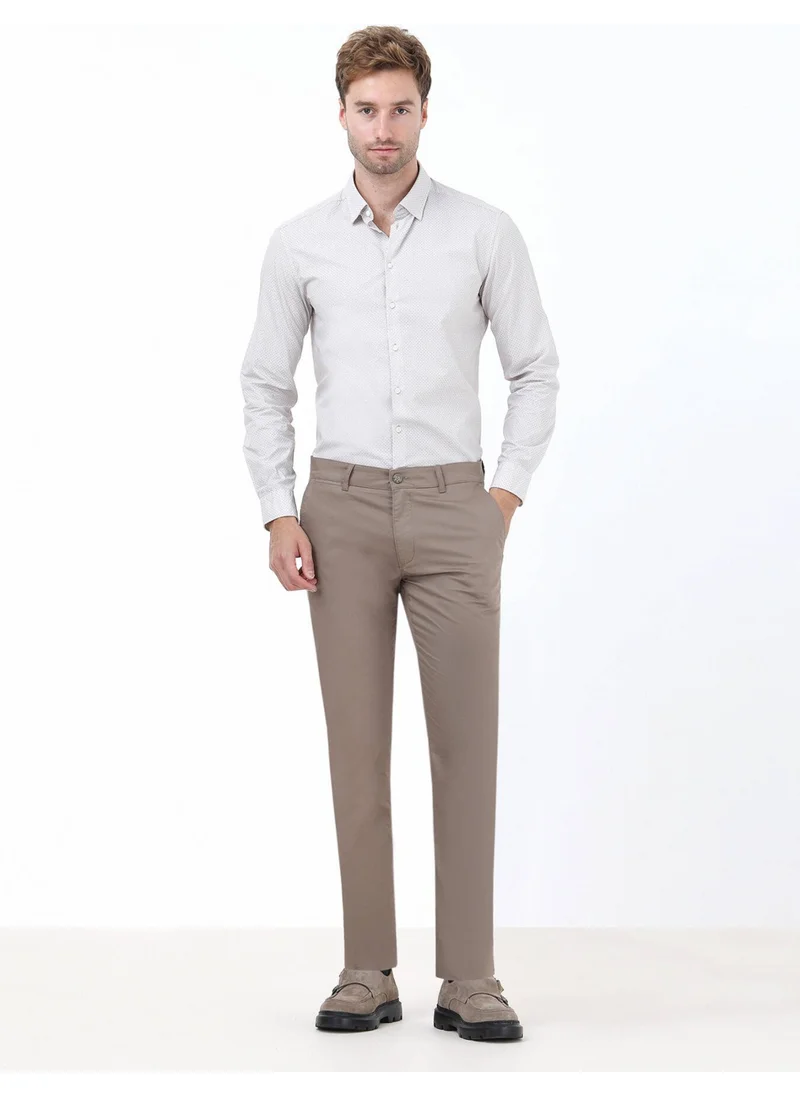 Kip Mink Plain Woven Slim Fit Casual Cotton Blend Trousers