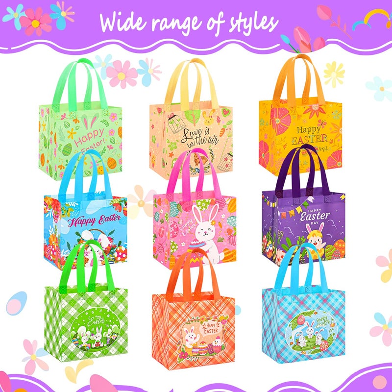 DECHISY 18Pack Easter Egg Hunt Bags, 8.3Ã—7.9Ã—6 inch Easter Bags with Handles,Bunny&Chick Egg Hunt Baskets for Kids, Adults, Party Supplies and Holiday Decor(Yellow) - Image 4