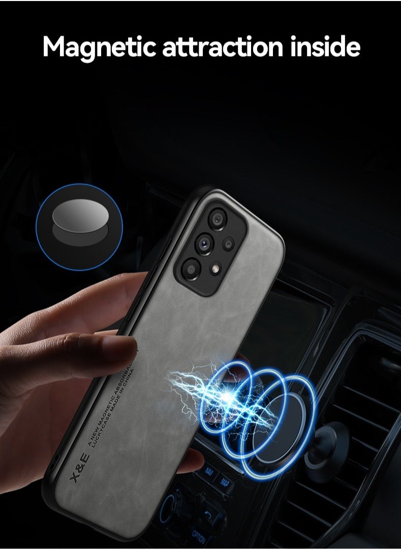 Color Fans - Luxury Leather Case for Samsung Galaxy A53 5G Cover Magnetic Attraction Inside Light Grey - Image 1