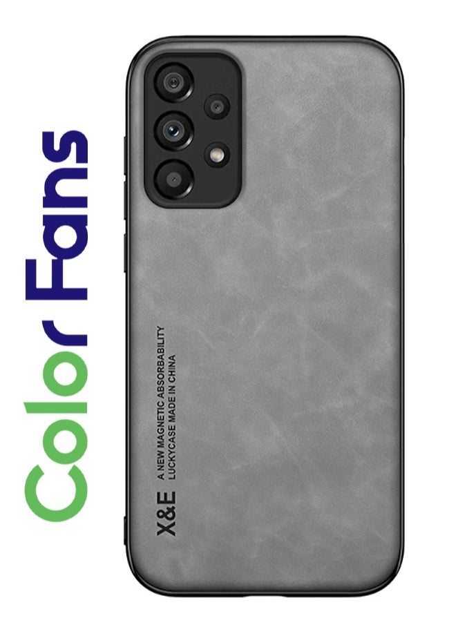 Color Fans - Luxury Leather Case for Samsung Galaxy A53 5G Cover Magnetic Attraction Inside Light Grey - Image 1