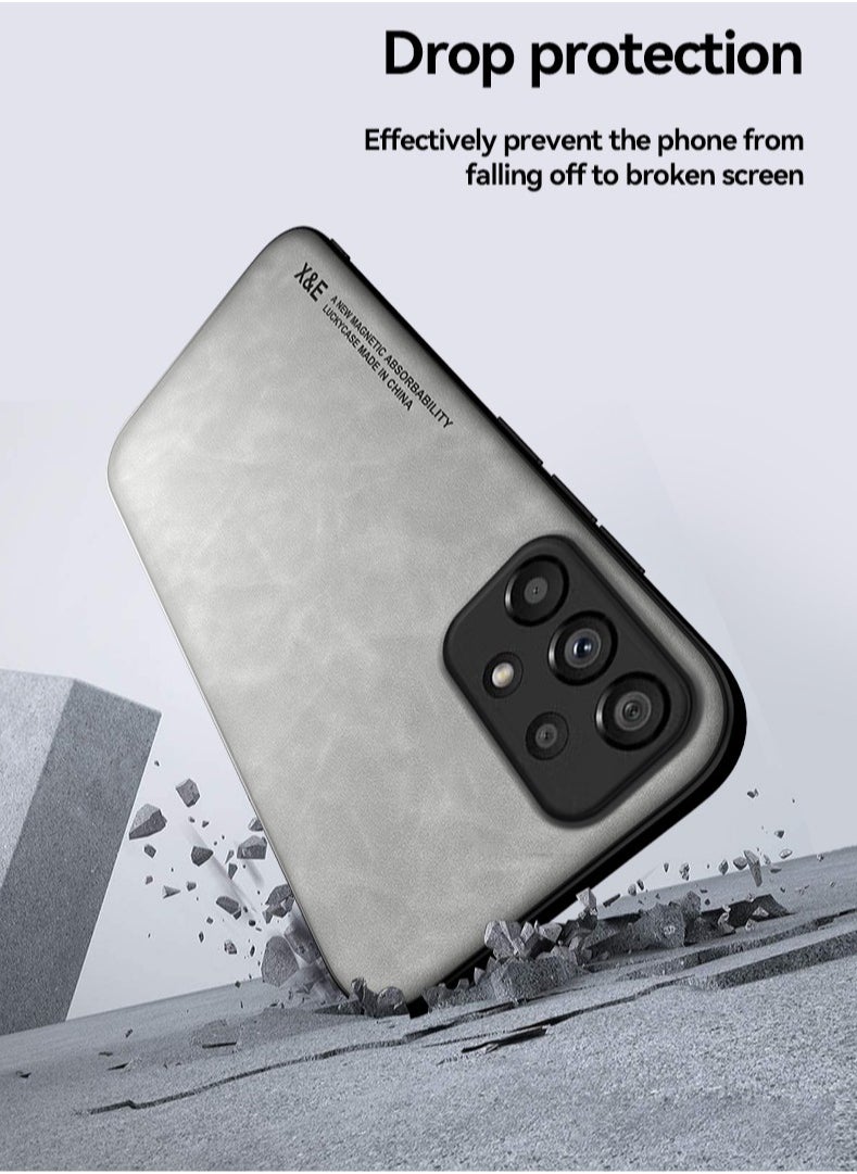 Color Fans - Luxury Leather Case for Samsung Galaxy A53 5G Cover Magnetic Attraction Inside Light Grey - Image 1