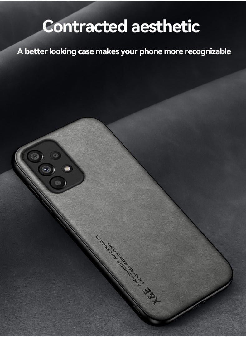 Color Fans - Luxury Leather Case for Samsung Galaxy A53 5G Cover Magnetic Attraction Inside Light Grey - Image 1