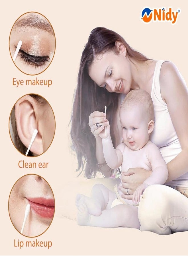 STORE77 Nidy® Pure Indian Cotton Buds Swabs for Baby & Makeup Applicator | Gentle Ear Cleaning Tool | Hygienic Disposable Cotton Swabs with Rounded Tip (Pack of 3 Boxes- 300 Sticks /600 Tips) - Image 4