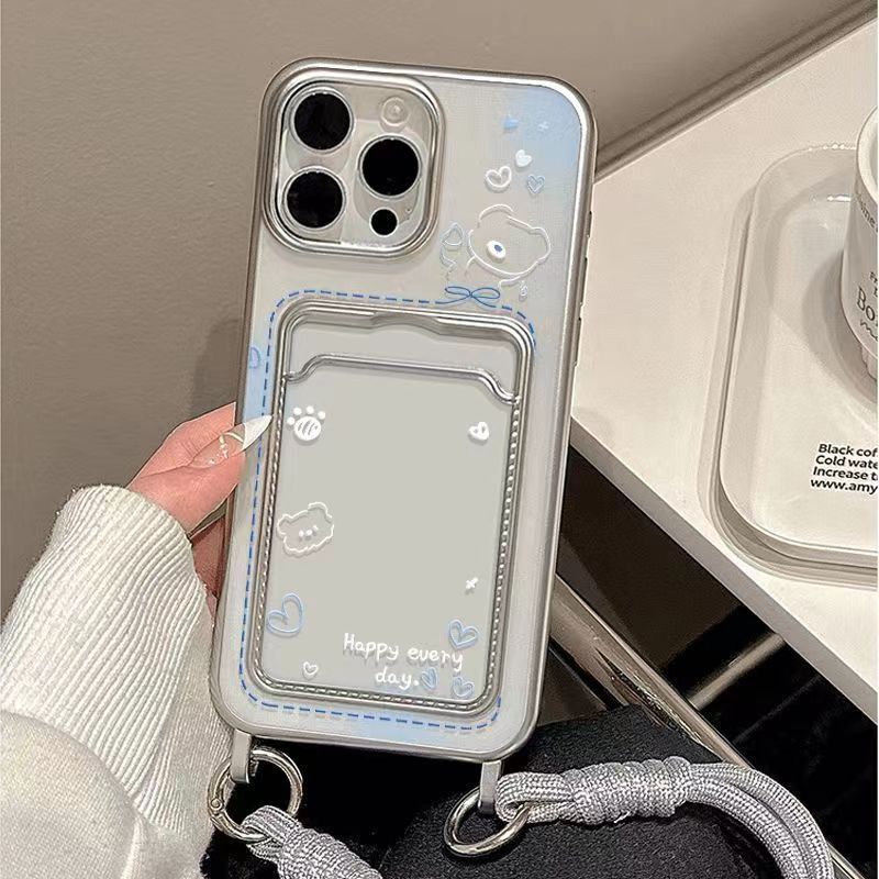 Lanyard Card Bag Line Bear iPhone14promax Apple 13 Mobile Phone Case 12 Niche 11 New XS Creative - Image 3
