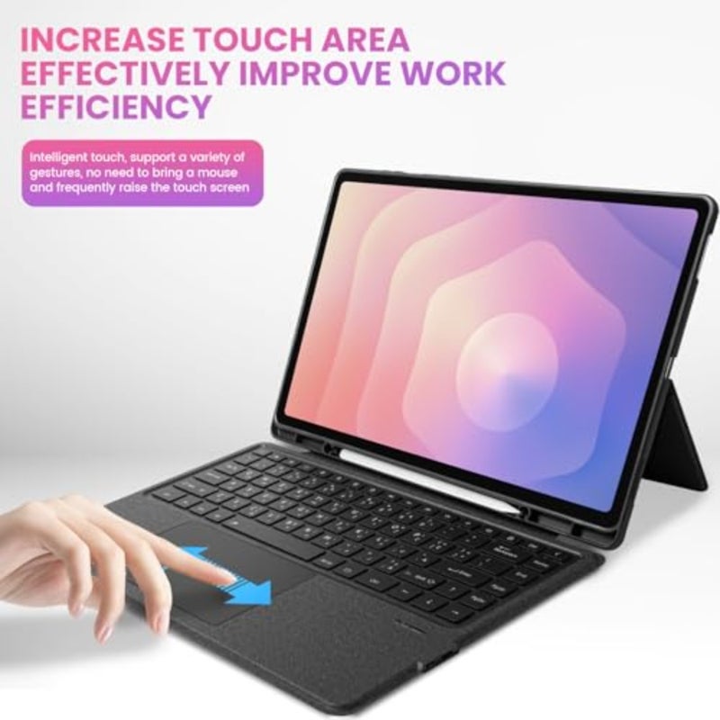 Keyboard Case, with Backlit Detachable Arabic and English Touchpad Keyboard Compatible with Samsung Galaxy Tab S11 Ultra 5G 14.6 inch 2025 SM-X930/X936B, for Tab S11 Ultra 14.6 inch Tablet Black - Image 4