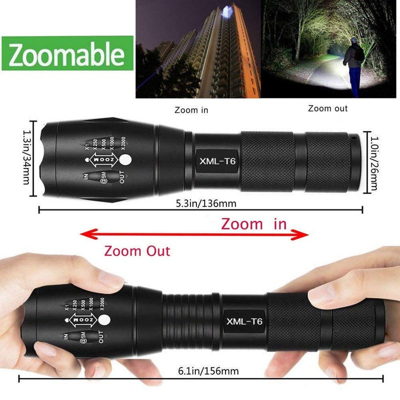 ABTRIX WITH AB LED Torch Super Bright 2000 Lumen Zoomable LED Adjustable Focus Tactical Flashlight with 5 Modes Waterproof Handheld Mini Torch for Camping Outdoor Sports 2 Packs - Image 3