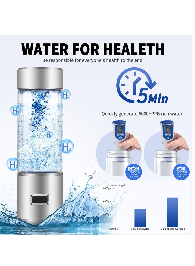Excefore Hydrogen Water Bottle - Portable 6000+ PPBHydrogen Water Ionizer Machine, Generator Improve Water in 3 Minutes, SPE/PEM Technology Efficient Hydrogen Reduction for Sports, Home, Office, Travel - Image 3