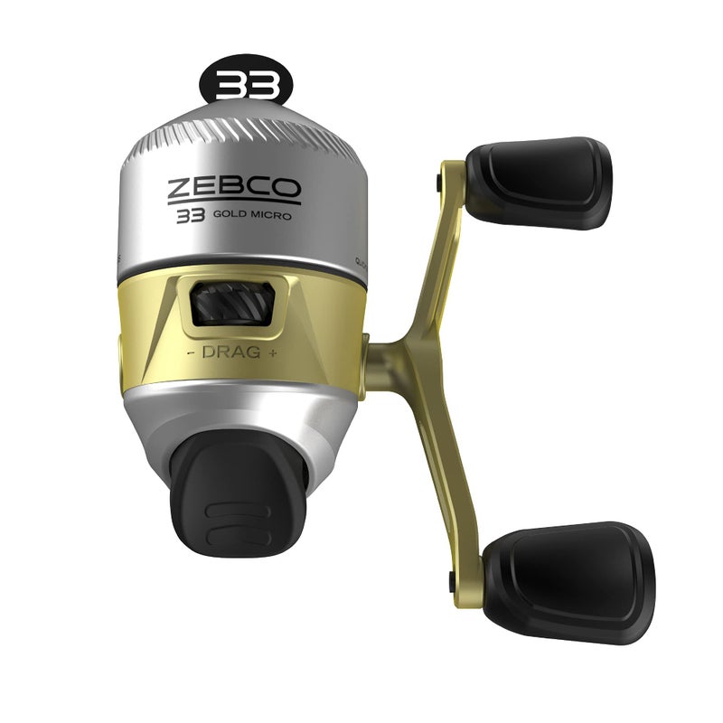 Zebco 33 Gold Micro Spincast Fishing Reel Size 10 Reel Changeable Right or LeftHand Retrieve Durable AllMetal Gears PreSpooled with 4Pound Zebco Cajun Line SilverGold Clam Packaging - Image 2