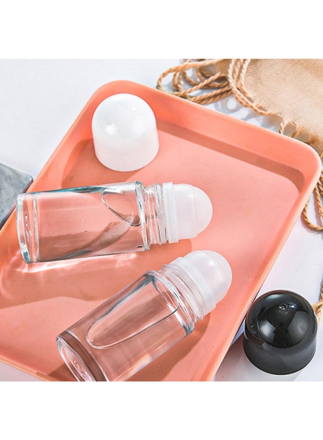 Vugyue 2Pcs White 50ML Glass Empty Roller Bottles with Plastic Roller Ball Ball Bottles for Essential Oil Perfume Cosmetics Deodorant Roll Containers Refillable Containers - Image 4