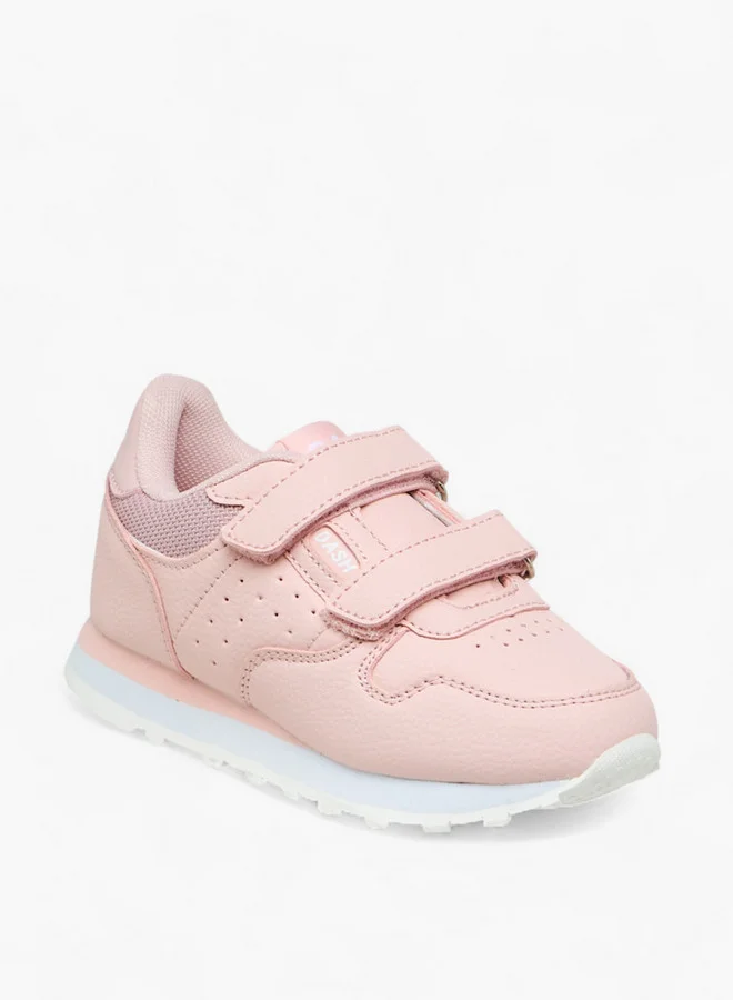 Dash Panelled Sneakers with Hook and Loop Closure