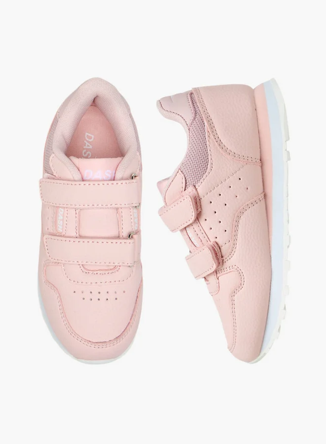 Dash Panelled Sneakers with Hook and Loop Closure