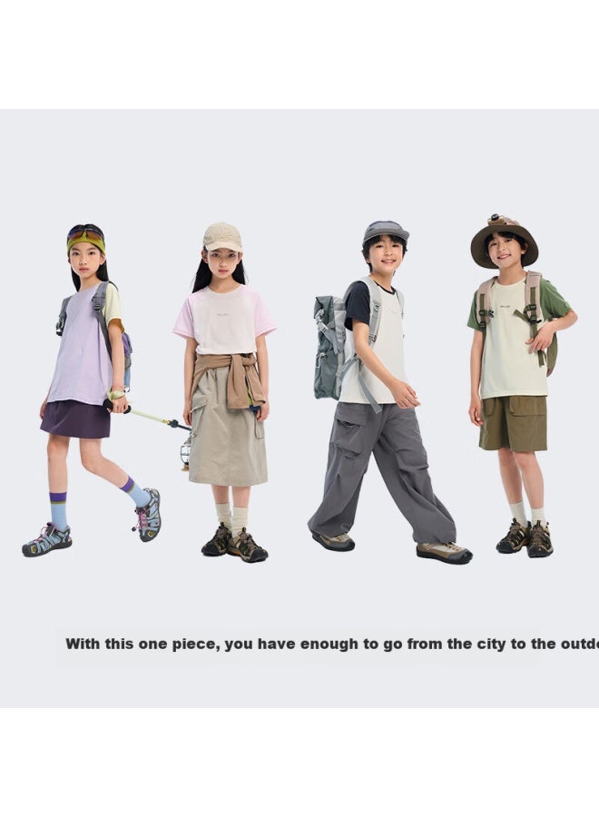 Pelliot Outdoor Kids' Unisex Summer Sun Protection Antibacterial Quick Dry T-Shirt Short Sleeve Casual Inner Wear 135215036 Black 160 - Image 2