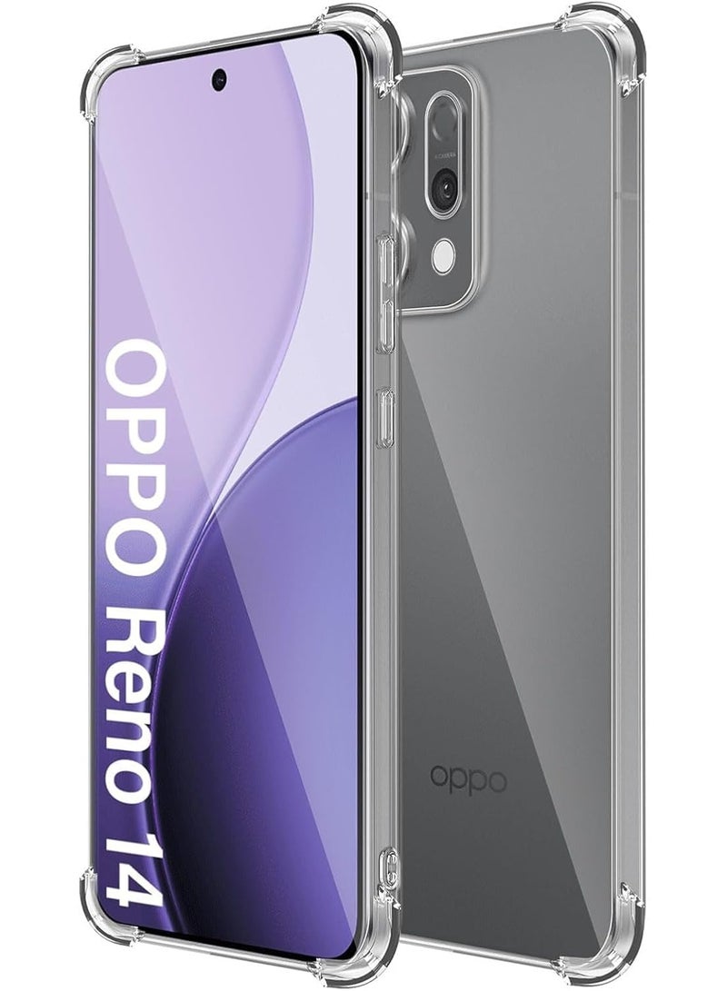 Muzz غطاء خلفي شفاف من الكريستال الواضح لهاتف أوبو رينو14 5G | غطاء TPU ناعم مقاوم للصدمات | حواف مبطنة لحماية قصوى للغطاء الخلفي لرينو14 2025 - Image 1