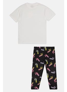 PUMA Kids Girl 2 Pcs Sportswear Fit Top And Legging Set, White/Black  - Image 2