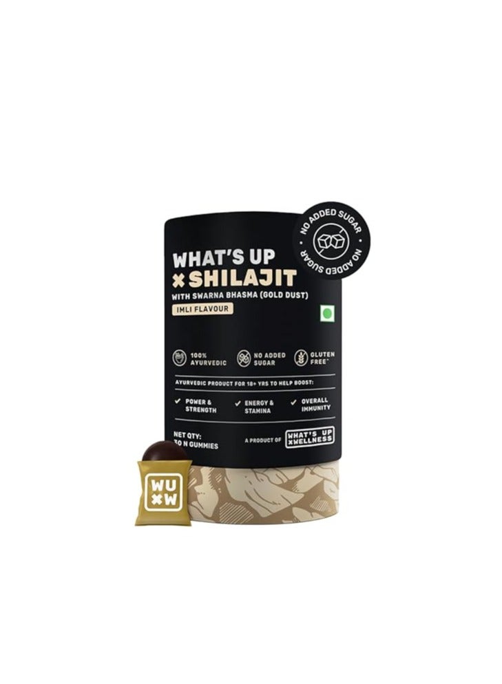 What 's Up What’s Up Wellness ShilajIt Resin Gummies | 200 Mg Resin with 24 Carat Gold Dust | No Added Sugar - Image 1