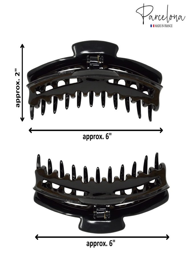 Parcelona French Bend Narrow Large Jumbo 6" Black Celluloid Jaw Hair Claw Clip for Women - Image 5