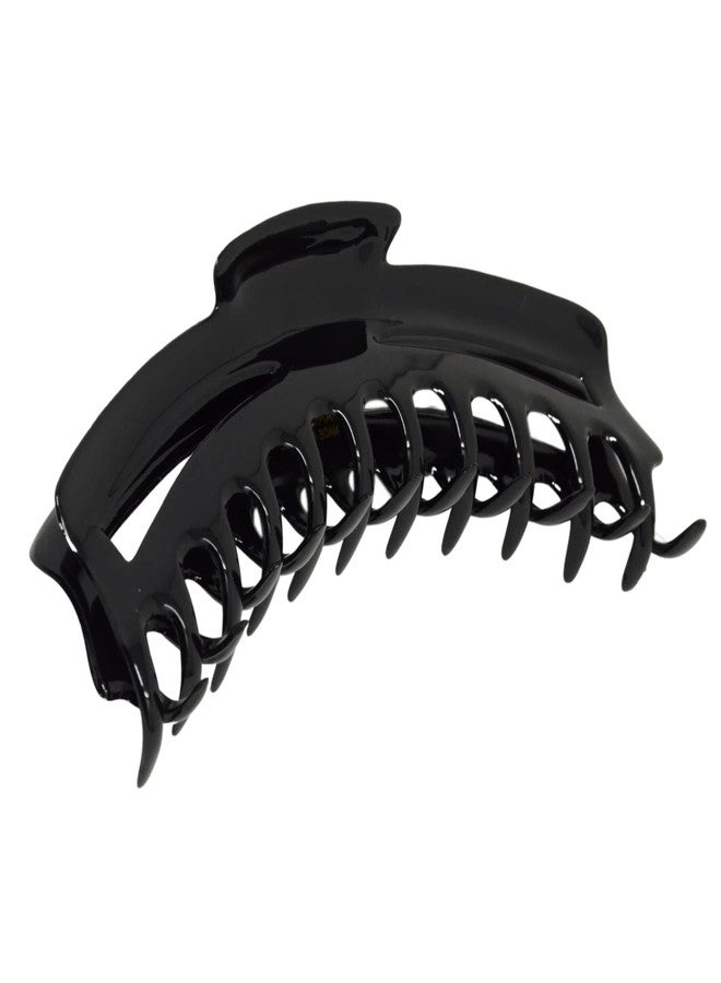 Parcelona French Bend Narrow Large Jumbo 6" Black Celluloid Jaw Hair Claw Clip for Women - Image 1