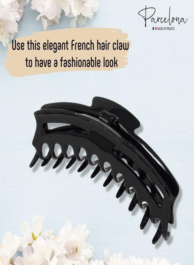 Parcelona French Bend Narrow Large Jumbo 6" Black Celluloid Jaw Hair Claw Clip for Women - Image 4