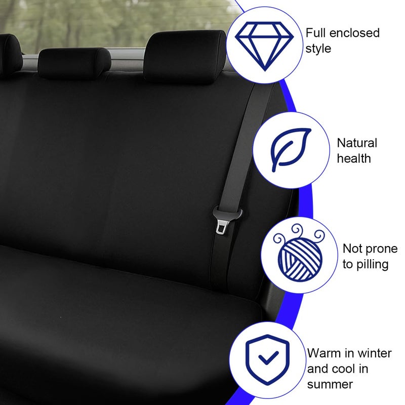 BESULEN Car Back Seat Cover, Dustproof Elastic Cloth Vehicle Rear Seat Bench Protector for Pets Kids, Waterproof Stretch Automobile Interior Accessories, Universal for Sedan Truck SUV (Black) - Image 2