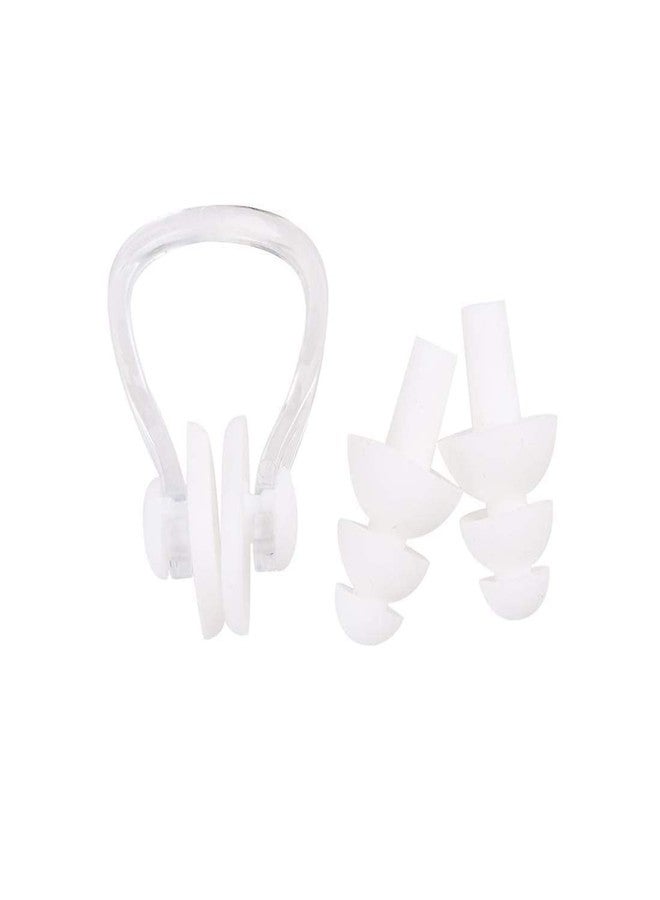 Digital Shoppy Silicone Swimming Nose Clip with Ear Plugs Set for Swimming or Other Watersports (white) - Image 1