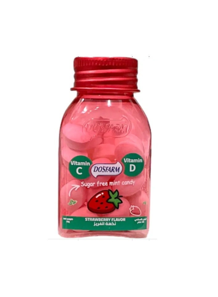 Dosfarm Vitamin C and D Sugar Free Mint Strawberry Flavored Candy 