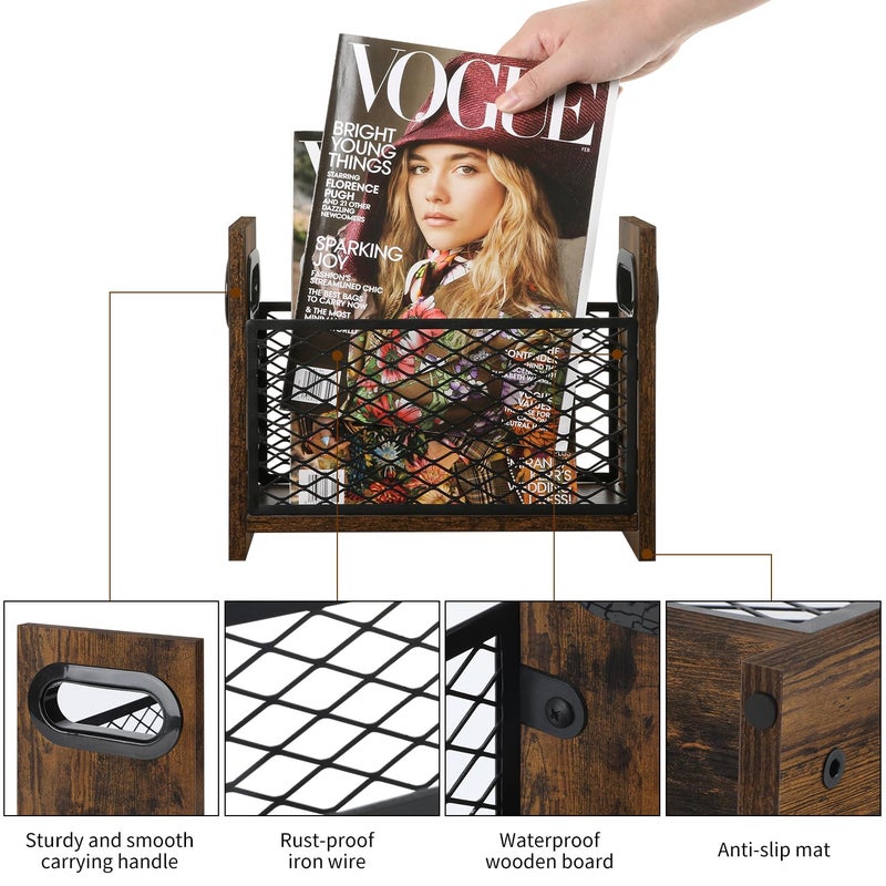 Yinmit Magazine Holder  Magazine Rack For Desktop And Home Office  Farmhouse File Storage Basket For Letters  Magazines  Books  Newspapers (Small) - Image 5