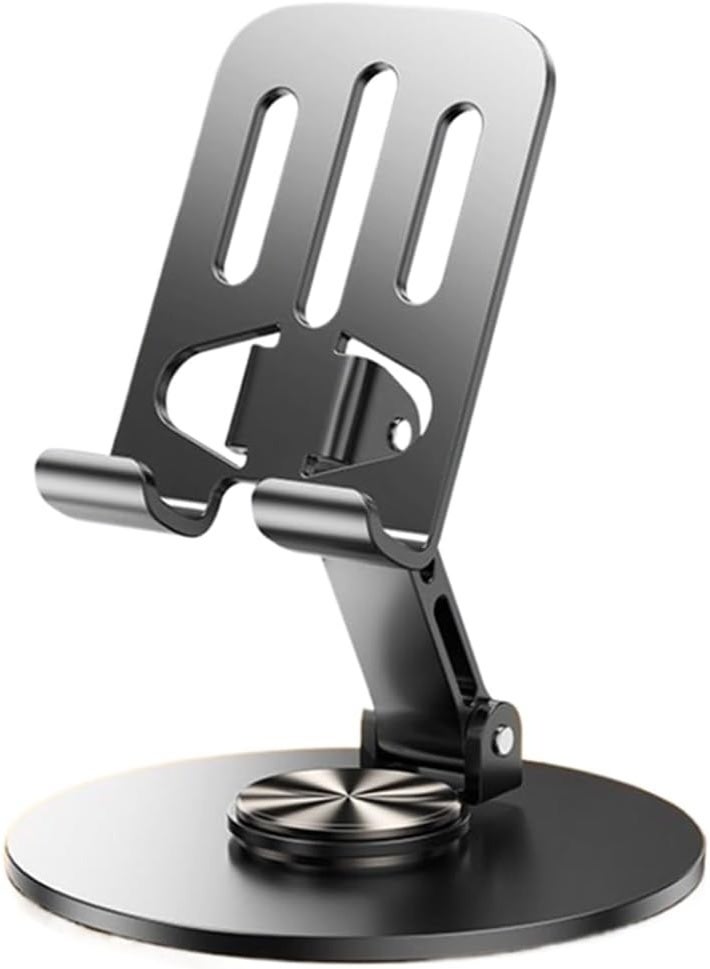 epicarma 360° Rotating Mobile Phone Stand for Desk, Foldable Adjustable Aluminum Alloy Cell Phone & Tablet Holder with Multi-Angle Viewing, Non-Slip Stable Base, Rotary Lock, Portable Desktop Stand for iPhone, Samsung, Android, iPad & Tablets 4–12 Inch, 1000g Load Capacity - Image 1