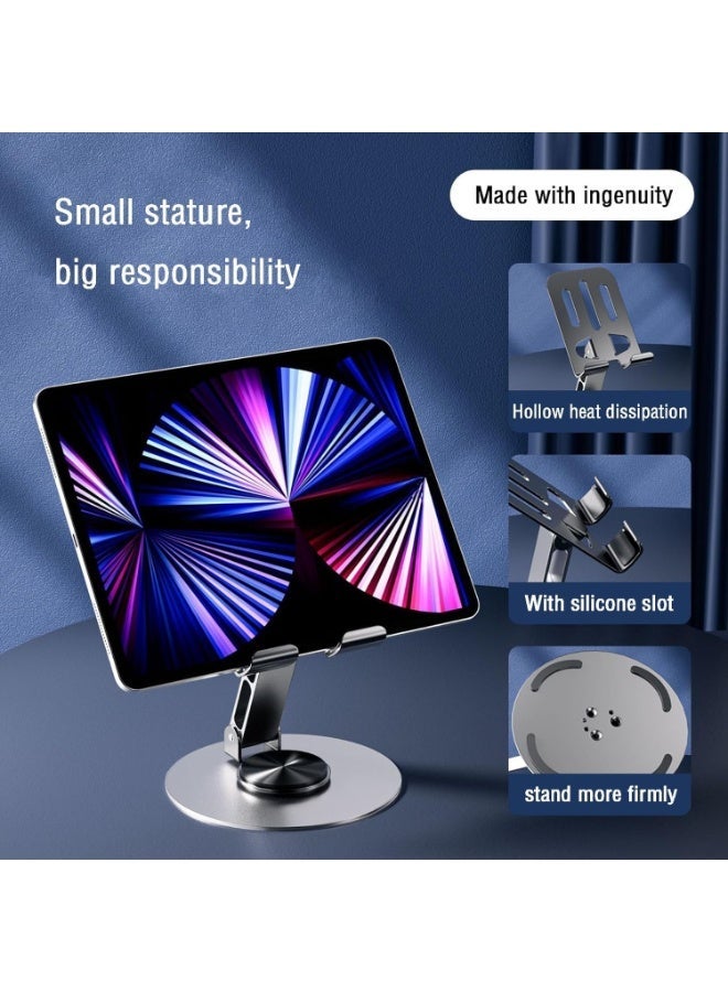 epicarma 360° Rotating Mobile Phone Stand for Desk, Foldable Adjustable Aluminum Alloy Cell Phone & Tablet Holder with Multi-Angle Viewing, Non-Slip Stable Base, Rotary Lock, Portable Desktop Stand for iPhone, Samsung, Android, iPad & Tablets 4–12 Inch, 1000g Load Capacity - Image 4