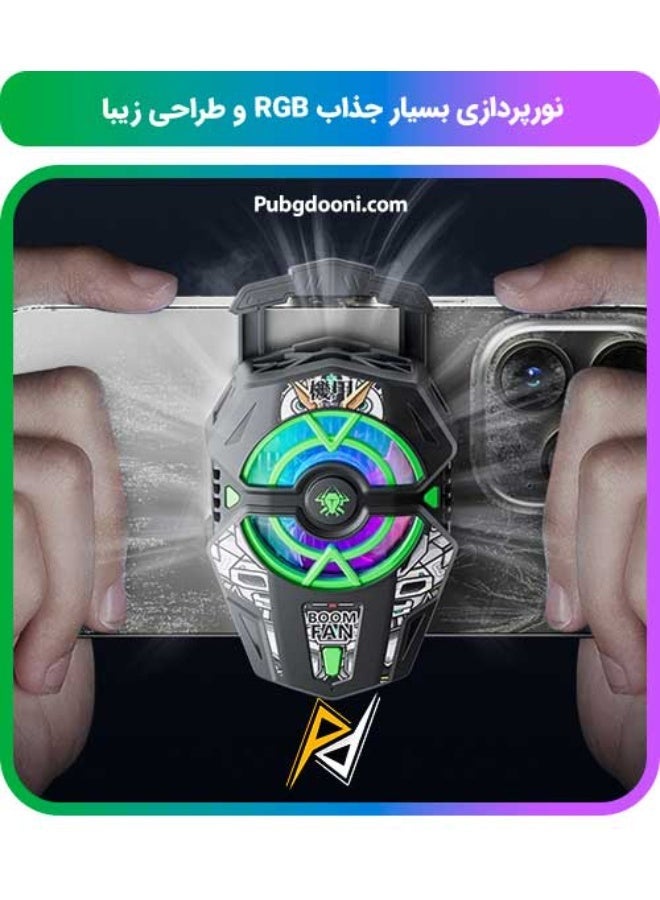 بليكستون مروحة تبريد Plextone EX2 Plus بإضاءة RGB، مبرد محمول للهواتف المحمولة والأيباد يعمل بالأشباه موصلات، يُستخدم لتحسين أداء التبريد أثناء الألعاب، يثبّت معدلات الإطارات خلال دقيقة واحدة ويصل إلى درجة تجميد مذهلة في غضون 3 دقائق فقط، يأتي مع وسادة نقع مغناطيسية وكابل شحن سريع. - Image 2